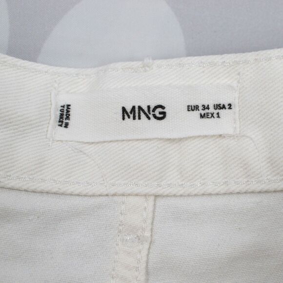 MNG Jeans Nordstrom Mid Rise Button Fly Straight Leg White Denim Jeans Size 2 - Picture 6 of 10